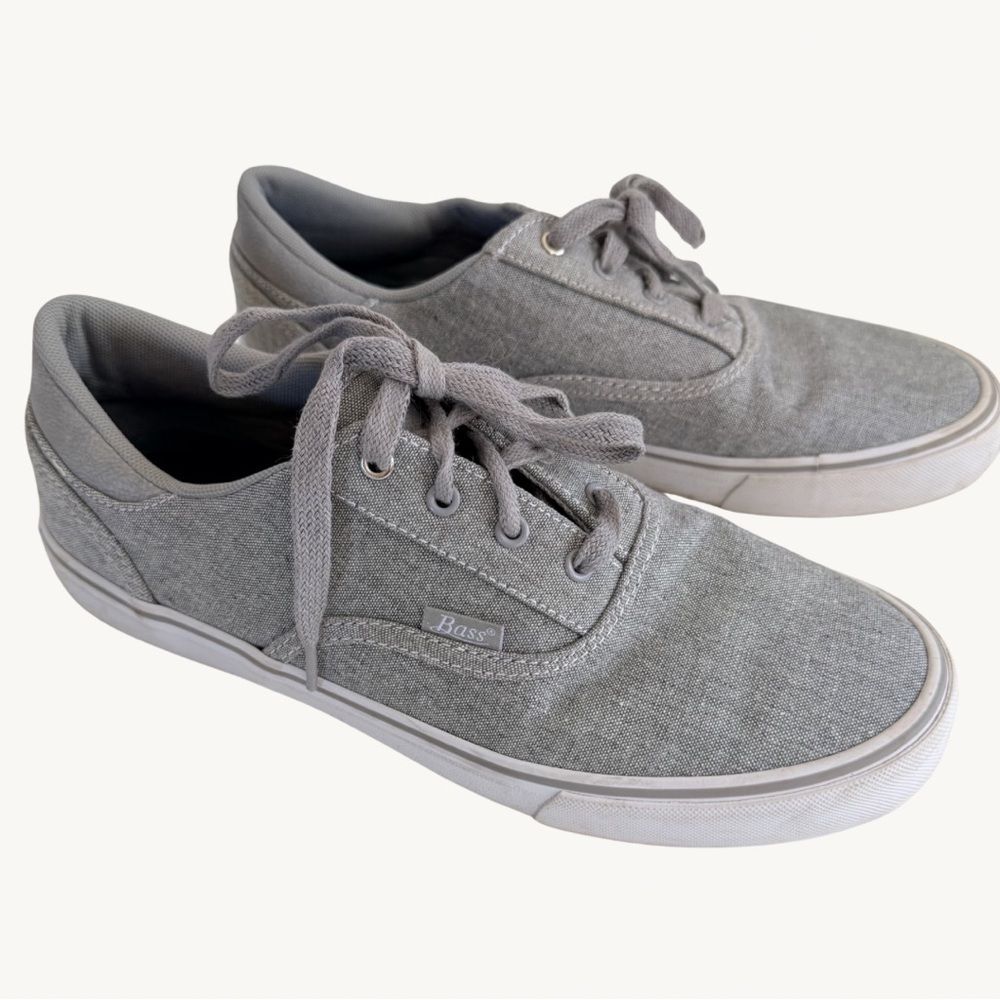 Bass Mens Gray Lace Up Sneakers Size 9.5 Casual Preppy Shoes